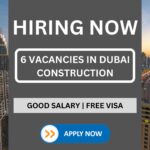 Construction Manager, Safety Officer, Plumbing Foreman, Electrical Foreman Vacancies