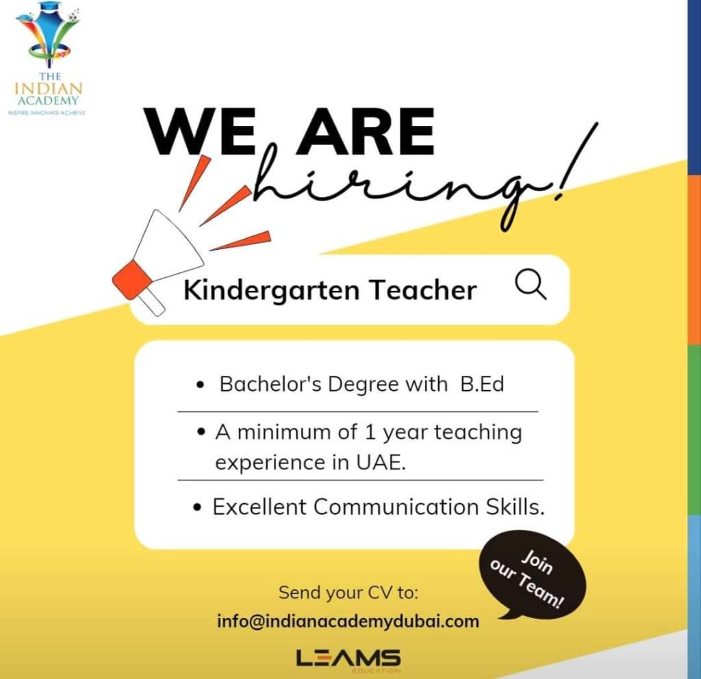 Kindergarten Teacher Vacancy in UAE