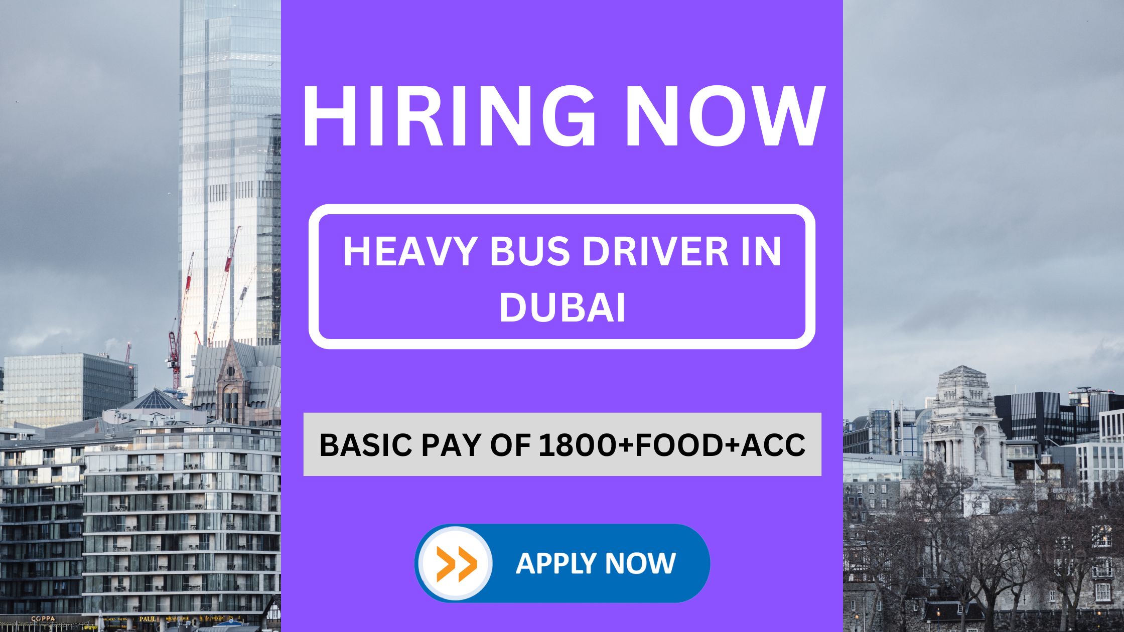 Heavy Bus Driver in Dubai - Basic Salary: 1800 AED Food and Accommodation